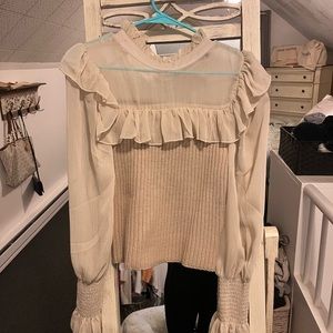 Tan ruffle sweater